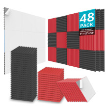 JBER 48 Pack Acoustic Foam Panels, 2.5 X 30 X 30cm/1" X 12" X 12" Studio Soundproofing Wedges Fire Resistant Sound Proof Padding Acoustic Treatment Fo