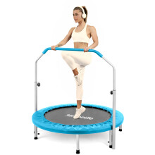 SereneLife Foldable Trampoline for Adults and Kids 91/102cm, Indoor Outdoor Mini Fitness Rebounder with Foam Handle, Compact Exercise Equipment for Ho