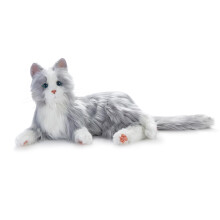 Ageless Innovation Joy For All Interactive Pet Cat - Lifelike & Realistic Companion with Soft Fur and Soothing Purrs, No Assembly Required - Silver Wi