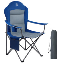 EVER ADVANCED Folding Camping Chair for Adults Heavy People 160kg Garden Chair Luxury Big High Back with Arms, Cup Holder and Side Pockets Fishing Cha