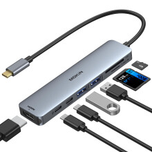 MOKiN UC0101 USB C Hub Type C Adapter Aluminium 5-in-1 with 4K HDMI, 2 USB 3.0 Ports, SD/TF Card Reader for MacBook Pro 2019/2018/2017 MacBook Air 201