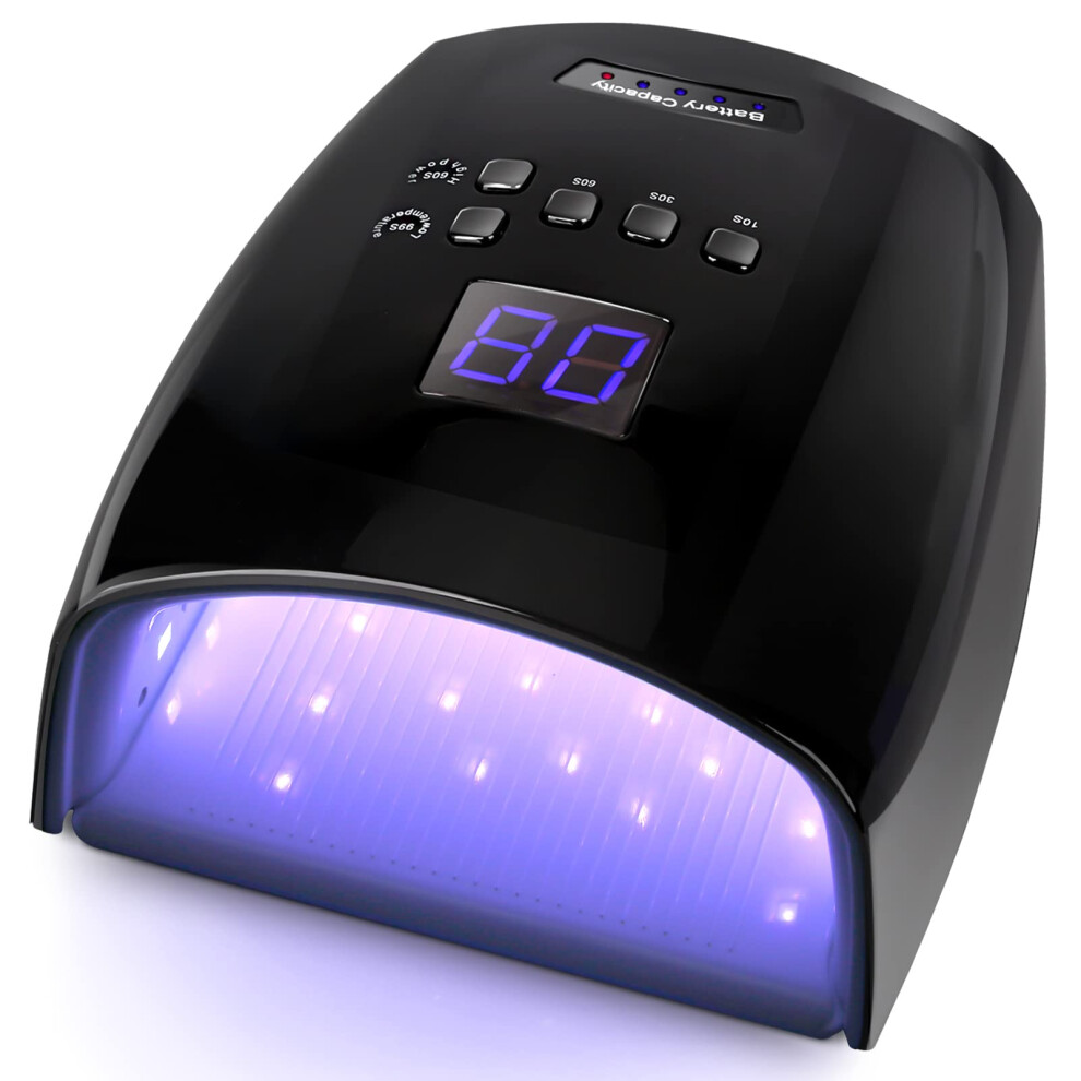 Linssy Uv Led Nail Lamp Rechargeable, Cordless 66W Nail Dryers For Gel And Regular Polish, Nail Polish Curing Gel Led Dryer With 5 Timer Setting, Auto