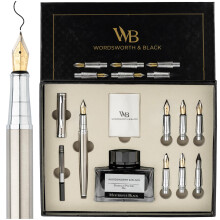 Wordsworth & Black Calligraphy Pen Gift Set, Includes Ink Bottle, 6 Ink Cartridges, A Refill Converter, 6 Replacement Nibs, Premium Package, Journalin