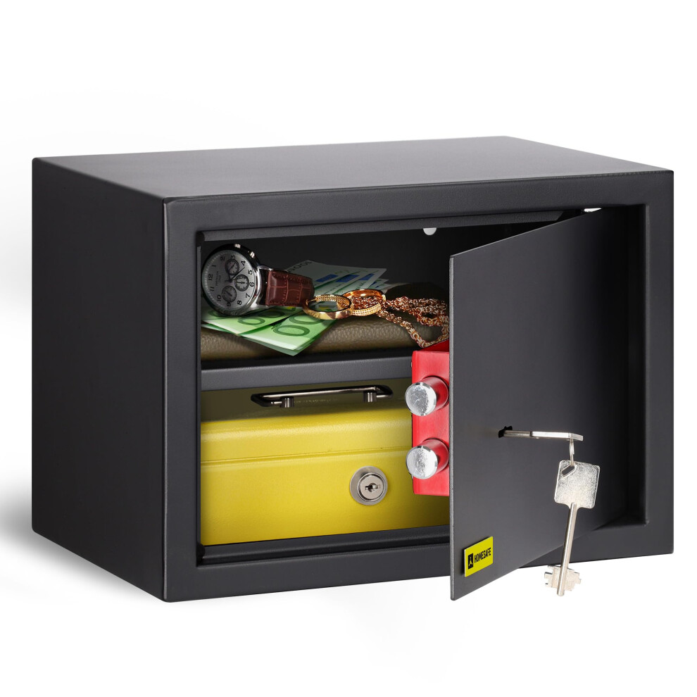 Homesafe Hv25k Safe Box With Key Lock, 25X35x25cm (Hxwxd), Money Lock Box For Home Security, Storage Safety Locker, Safe For Cash Savings, Jewelry Or 4779022633843
