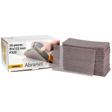 Mirka Abranet net sandpaper strips 81x133 mm Hook & loop/Grit P320 / 50 pcs/for sanding wood, walls, metal, aluminium, stainless steel, filler, varnis