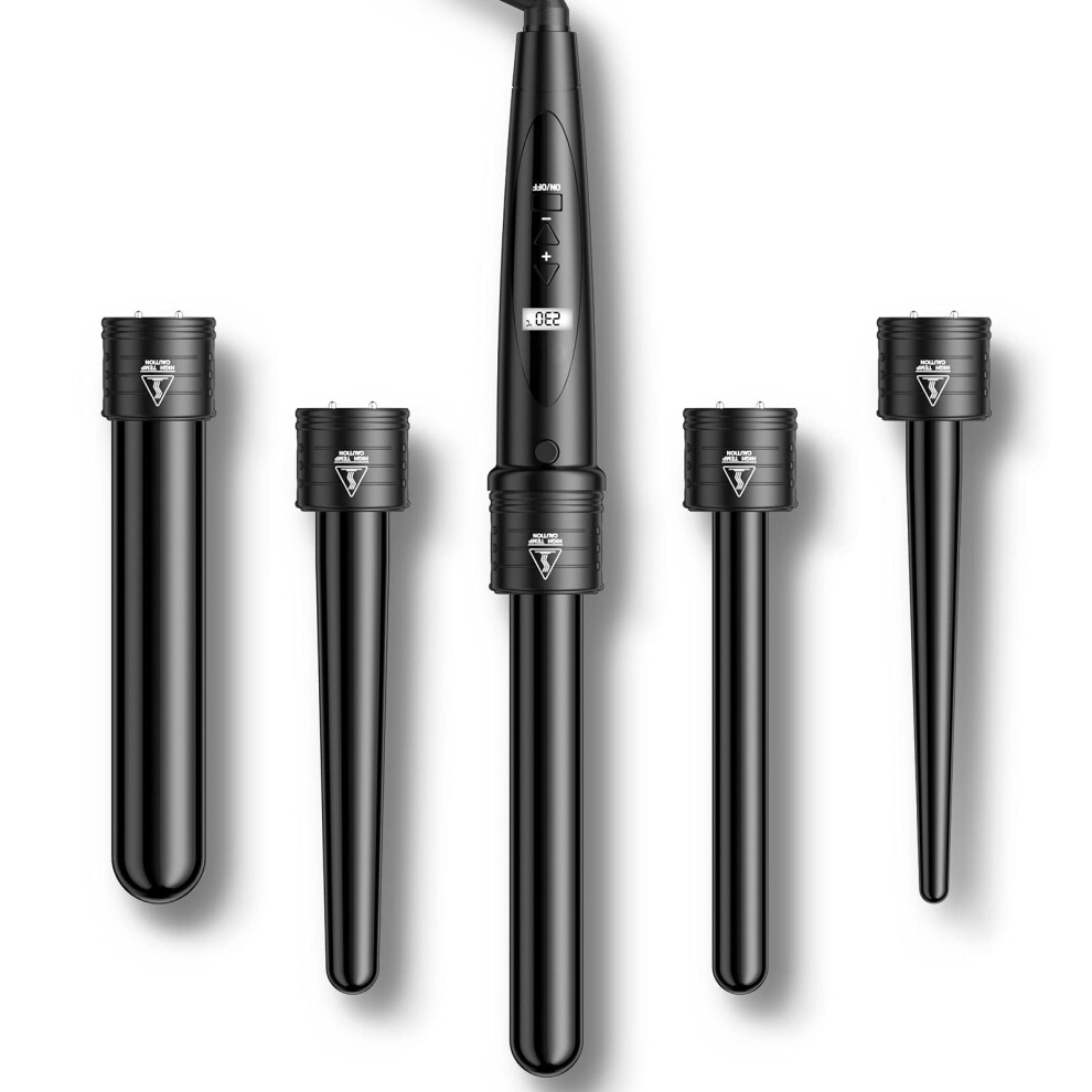 Elehot-Store Hair Curling Wand Tongs For Long Hair Iron Set 9Mm-32Mm 5 In 1 Ptc Ceramic Barrels Lcd 80C-230C Temperature Control Multi Stylers With Silicone Glov