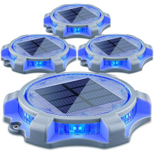 Siedinlar Solar Deck Lights, 4 Pack Blue & Red Light, Solar Powered Outdoor Garden Pathway Lights