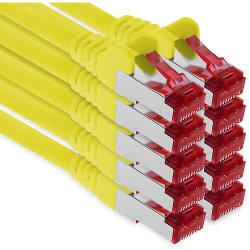 1aTTack.de - 10x 3 meter CAT6 patch cable S/FTP PIMF shielding CAT.6 RJ45 network cable Ethernet cable DSL LAN router switch modem patch panel - yello