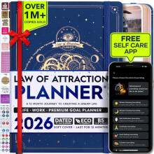Law of Attraction Planner 2026 - Hourly, Weekly & Monthly Goal Setting Planner with Productivity App | 12 Month Life & Gratitude Journal | Include Fol