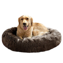 Mirkoo Donut Bed, Faux Fur Dog Beds for Medium Small Dogs - Self Warming Indoor Round Pillow Cuddler Black & Brown & Grey & Beige & Khaki