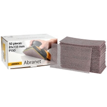 Mirka Abranet net sandpaper strips 81x133 mm Hook & loop/Grit P150 / 50 pcs/for sanding wood, walls, metal, aluminium, stainless steel, filler, varnis
