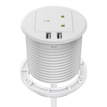 Desk Socket with USB, Haylink Desktop Power Grommet 80mm Cut-Out Hole In Desk Power with 1 UK Plug, Power Socket Extension Connect 6.56ft Extension Co
