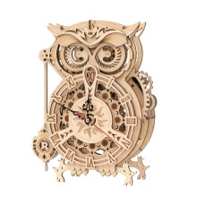 ROKR Owl Clock 3D Wooden Model Kits For Adults Wooden Puzzle for Adult