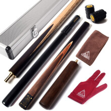 CUESOUL 57" 3/4 Jointed Snooker Billiard Pool Cue Handcrafted 18oz with Telescopic Aluminium Extension & 6" Walnut Extension, Ash Shaft & Walnut Butt,
