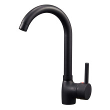 Hapilife Matt Black Kitchen Tap Single Lever Kitchen Mixer Taps 1 Hole Modern Sink Mixer Tap with UK Standard Fittings Swan Neck Black Faucet Monobloc