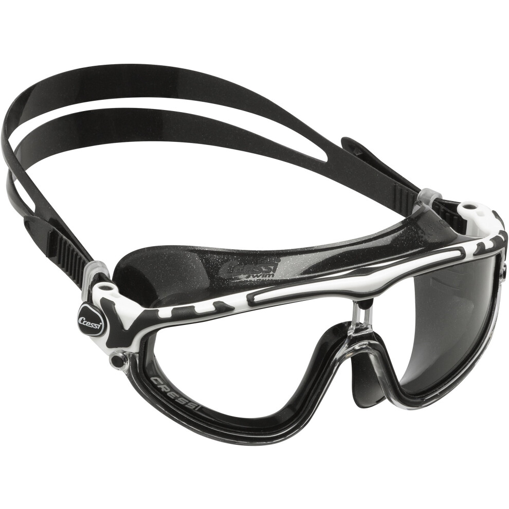 Cressi Skylight Swimming Goggles - Silicone Seal For Adult Swim Goggles - Uv Anti-Fog Swimming Mask - /Frame Black/White