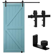 TSMST 170CM/5.6FT Sliding Door Track Barn Door Hardware Kit Closet Rail Roller Accessory Adjustable Floor Guide