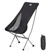 Naturehike Portable Camping Chair Ultra-Light Folding Chair, Quick Disassembly and Assembly, for Fishing, Picnic, Outdoor, Hiking Black large