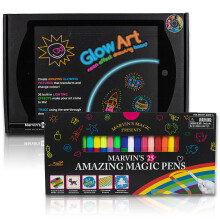 Marvin's Magic - Arts and Crafts Multipack - Black Glow Art LED Drawing Board for Children & Amazing Magic Marker Pens - Glow in The Dark Craft Kits