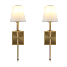 Yosoan Lighting 2 Sets of Vintage Loft Bar Modern Linen Fabric Lampshade Hardwired Wall Light Fittings, Hotel Beside Bed Wall Lamp E27 Screw (Antique)