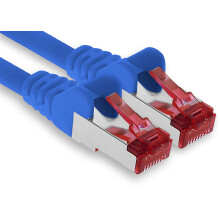 1aTTack.de - 1x 50m CAT6 patch cable S/FTP PIMF shielding CAT.6 RJ45 network cable Ethernet cable DSL LAN router switch modem patch panel - blue - 1 p