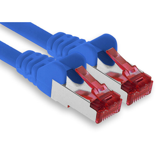 1aTTack.de - 1x 50m CAT6 patch cable S/FTP PIMF shielding CAT.6 RJ45 network cable Ethernet cable DSL LAN router switch modem patch panel - blue - 1 p