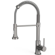 OWill Brushed Kitchen Taps with Pull Out Spray, 360 Swivel, Modern Stainless Steel Kitchen Sink Faucet for Camper Laundry Utility Rv Wet Bar