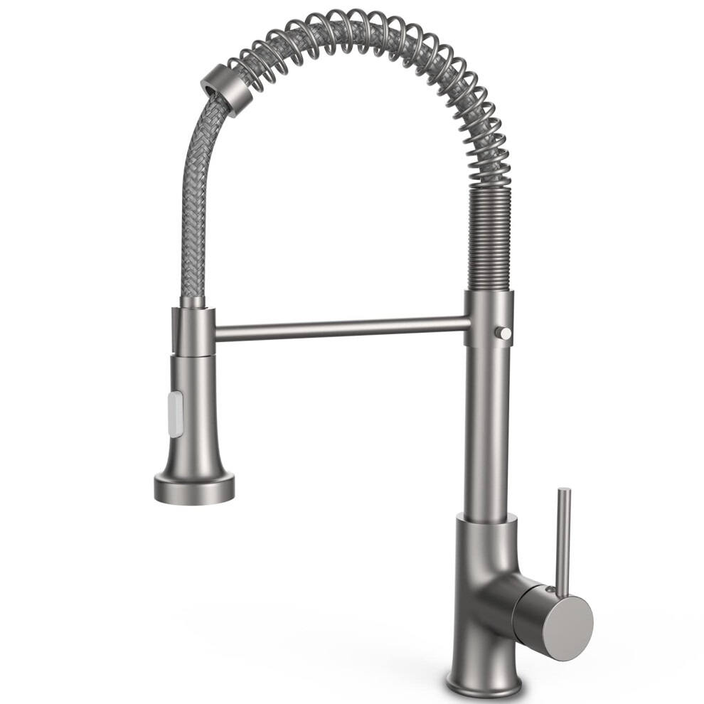 Photos - Tap OWill Brushed Kitchen  with Pull Out Spray, 360 Swivel, Modern Stainless Steel Kitchen Sink Faucet for Camper Laundry Ut