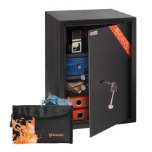 Brihard Business XL Key Lock Safe 50x35x36cm with Fireproof Money Bag, Big Office Safe 60L for Documents A4 with 2 Height-Adjustable Shelves, Large Ke