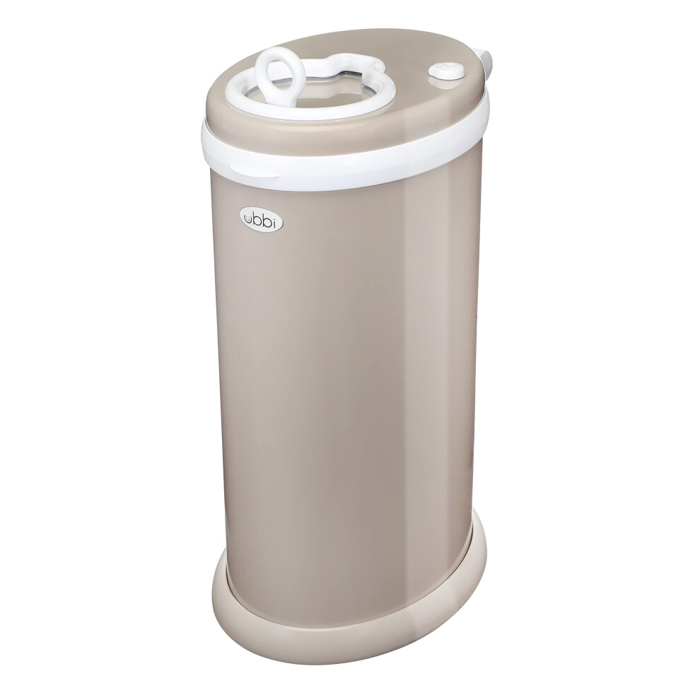 Stainless Steel Nappy Bin, Odour Locking, No Special Bag Required, Award-Winning Diaper Pail, Cassette Free Disposal System, Taupe Ubbi