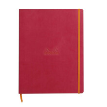 RHODIA 117712C - Raspberry Flexible Notebook - A4+ - Lined - 160 Detachable Pages - 90g Ivory Clairefontaine Paper - Bookmark, Elastic Closure - Faux