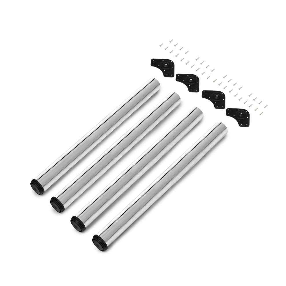 Emuca - Adjustable Table Legs Ã2,36X27,9 Inch (Ã60X710mm), Set Of 4 Steel Table Legs, Height Adjustment 27,9-28,7 Inch (710-730Mm), Chromed 8432393000145