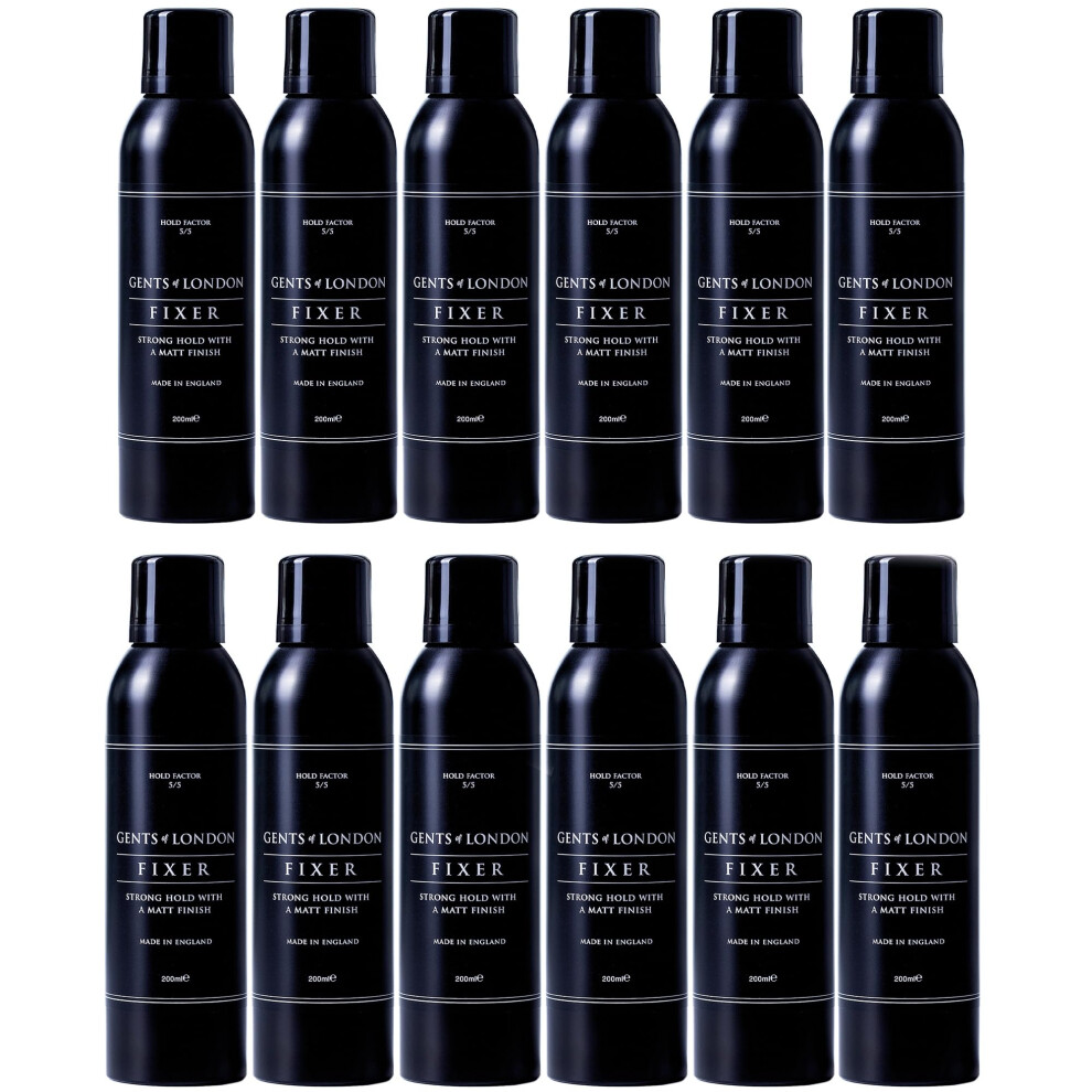 Gents Of London Fixer Hair Spray For Men, Strong Hold, Matt, Texturising 200Ml (12 X 200Ml)