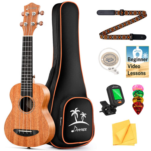 Donner Tenor Ukulele Beginner Kit Ukulele 26 inch Starter Kit Mahogany