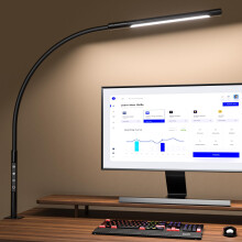 EYOCEAN Desk Lamp, LED Desk Lamp Desk Light with Flexible Gooseneck 12W Swing Arm Lamp Eye-Care Desk Light with Clamp Adjustable Color Temperature & B
