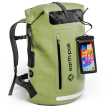 Earth Pak- Summit Waterproof Backpack Heavy Duty Roll-Top Closure and Cushioned Padded Back Panel (Green, 55L)
