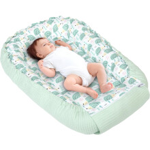 Medi Partners Baby Nest Pod for Newborn Babynest Sleep Bed - 100x60x15 Lounger Essentials 0-12 Months sleeping bilateral Cocoon 100% Cotton Waffle (He