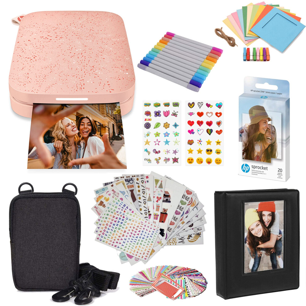 Photos - Printer Part HP Sprocket Portable 2x3 Instant Color Photo Printer  Starter Bundle (Blush Pink)