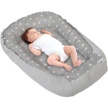 Medi Partners Baby Nest Pod for Newborn Babynest Sleep Bed - 100x60x15 Lounger Essentials 0-12 Months sleeping bilateral Cocoon 100% Cotton Waffle (St