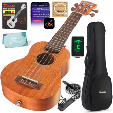 Kmise Soprano Ukulele Starter Kit 21 inch Mahogany Ukelele for Beginners with Gig Bag Tuner Strap String Instruction Booklet