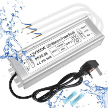 inShareplus LED Driver, 300W IP67 Waterproof Outdoor Power Supply,AC 110-260V to DC 12V 25A Low Voltage Transformer, Adapter with 3-Prong Plug for LED