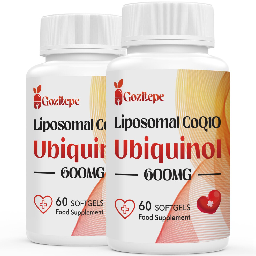Gozitepe Liposomal Coq10 Ubiquinol 600Mg, 60 Mini Softgels, High Strength Active Coenzyme Q10, Enhanced Absorption, Premium Quality Formula (60 Count (Pack Of