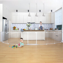 COMOMY 503cm Baby Gate Extra Wide Tall Stair Safety Gates for Pets & Kids, 8 Panels Foldable Baby Fence Metal Dog Barrier, Hardware Mount, 76cm Height