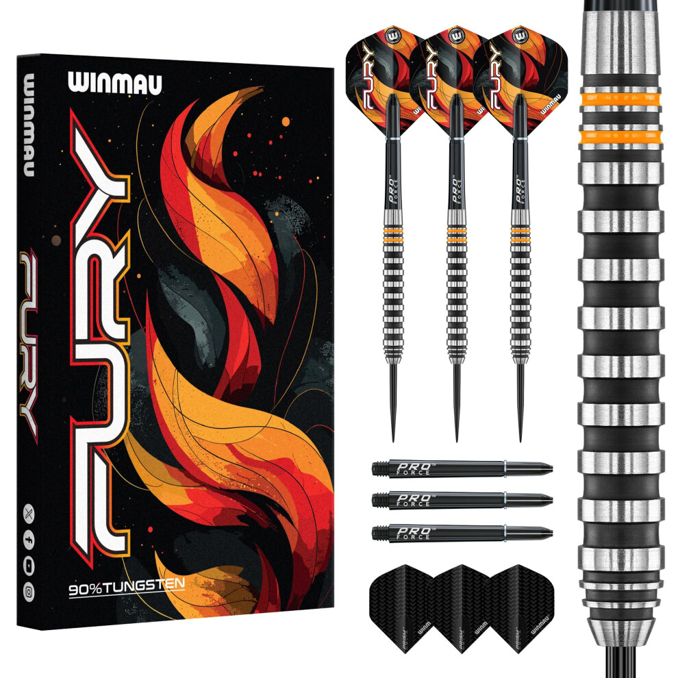 Winmau Darts Fury 22G Tungsten Darts Set With Prism Flights & Vecta Shafts - Professional High-Performance For Precision, Accuracy, Durability & Contr