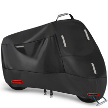 Motorbike Cover Waterproof Outdoor Indoor, 300D Oxford Motorcycle Scooter Moped Rain Dust Cover with 5 Reflective Strips and 2 Lock Holes, 2 Fixed Buc
