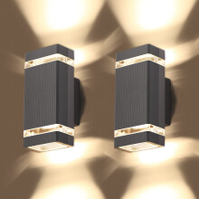CELAVY Outdoor Wall Lights Mains Powered, Up Down Outside Wall Lights IP65 Waterproof, Porch Light Front Door Lamp Modern Aluminium GU10, External LED