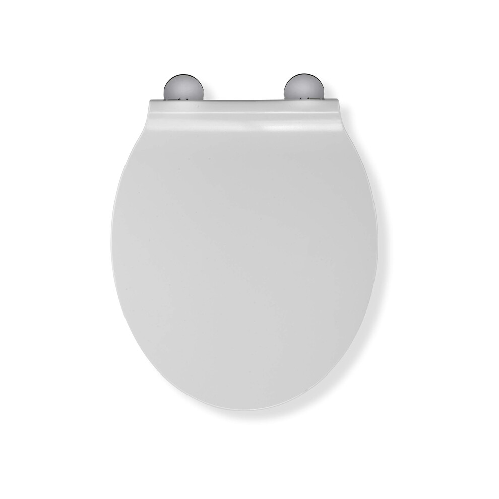 Croydex Victoria Flexi-Fix Slim Line White Toilet Seat - Durable Thermoset Plastic With Adjustable Hinges, Rust Free Chrome Plated Hinge Covers And An