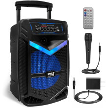 Pyle Portable Bluetooth PA Speaker System, 800W Rechargeable Outdoor Karaoke Machine with 30cm Subwoofer, 2.5cm Tweeter, Wireless Bluetooth Speaker wi