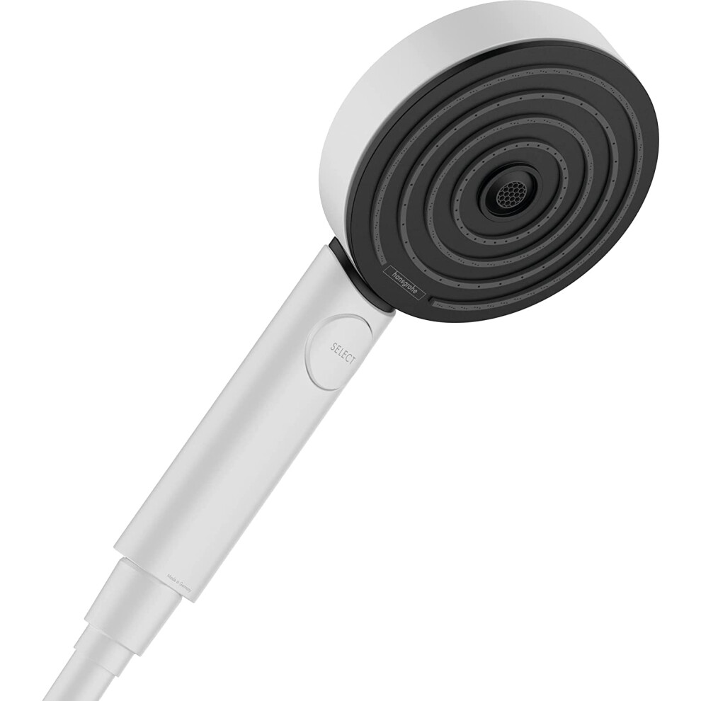 Hansgrohe Hand Shower Pulsify Select S, Shower Head 105 Mm With 3 Sprays (Activation) Incl. Powderrain, Matt White, 24100700