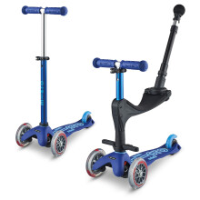 Micro Scooters | Mini 3in1 Deluxe Push Along Children's Trike | Toddler Scooter with Seat | 12mths-5yrs | Boys & Girls | Blue